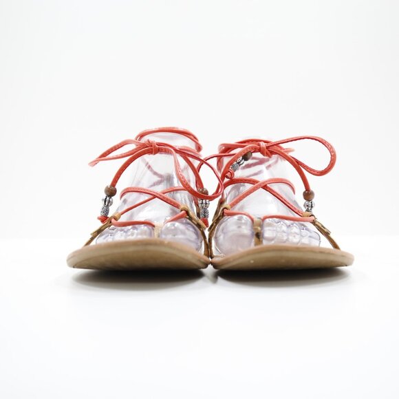 DV Dolce Vita Animal Print & Pink Patent Leather Flat Gladiator Sandals - 8.5 - Picture 2 of 7